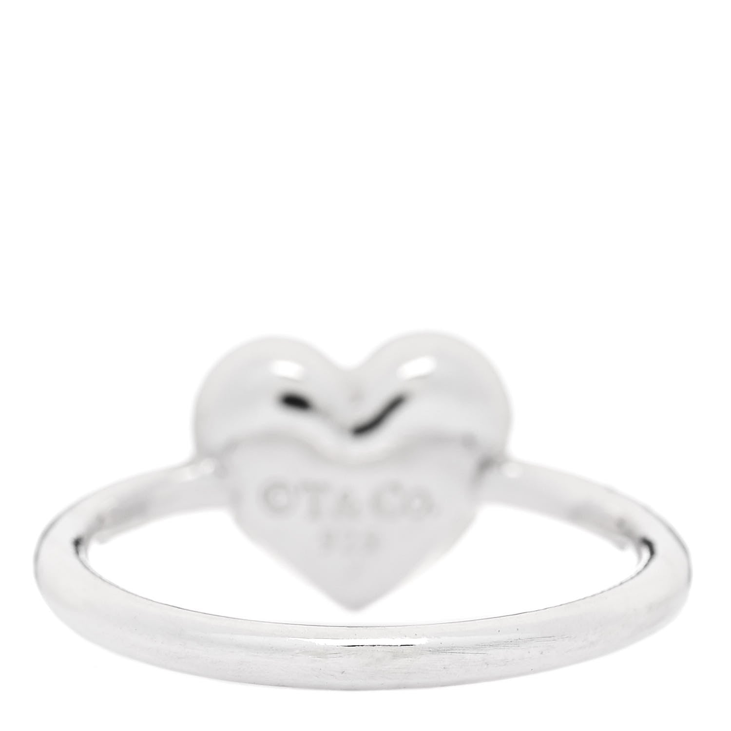 Tiffany Sterling Silver Heart Puff Ring 49 5 4 of 5