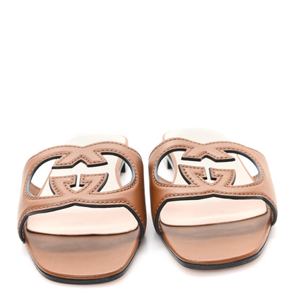 Gucci Cosmos Softy Calfskin Interlocking G Cut Out Slide Sandals 40 Cuir 3 of 8