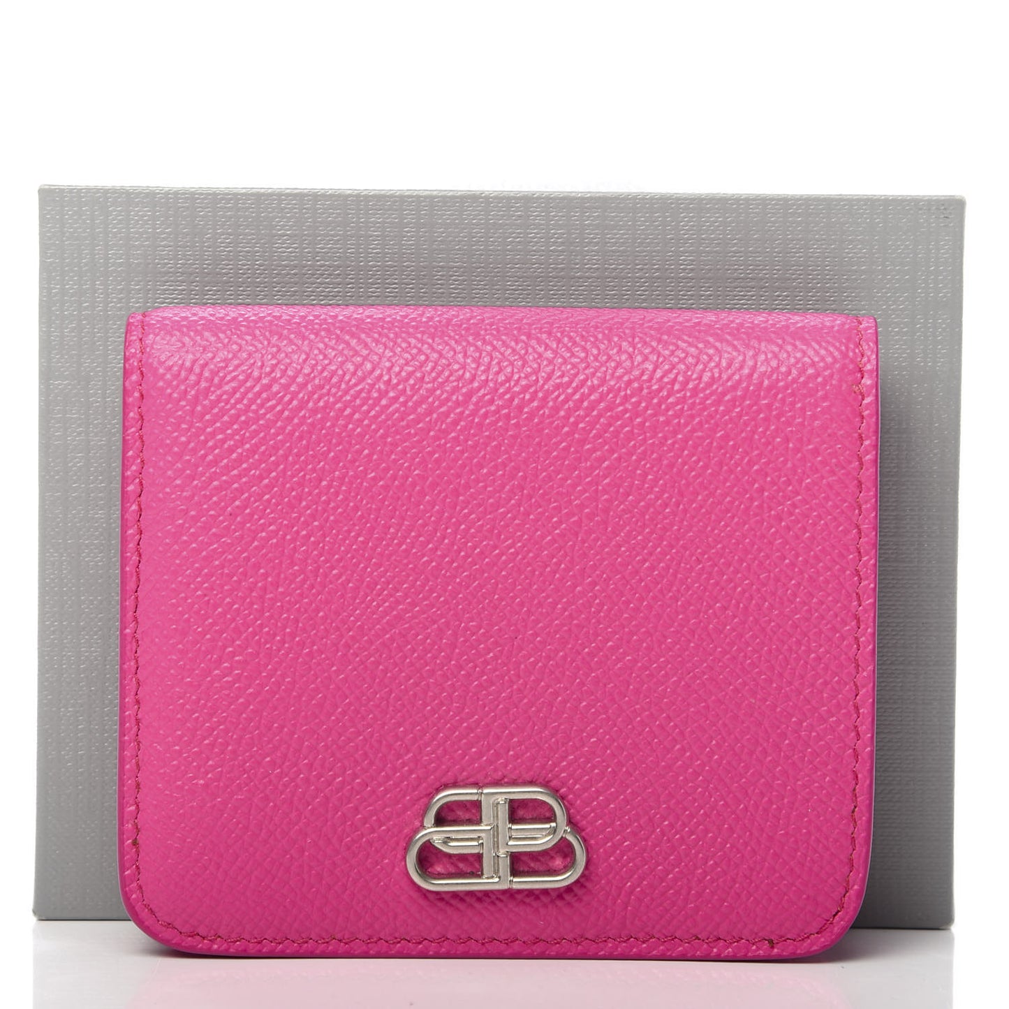 Signature Grained Calfskin BB Flap Coin Wallet Acid Fuchsia