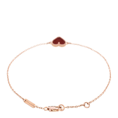 Van Cleef & Arpels 18K Rose Gold Carnelian Sweet Alhambra Heart Bracelet 2 of 5