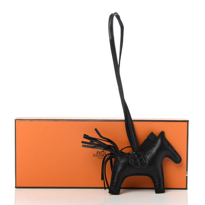 Hermes Milo Lambskin Matte Alligator Touch Grigri Rodeo Horse Bag Charm PM So Black 4 of 4