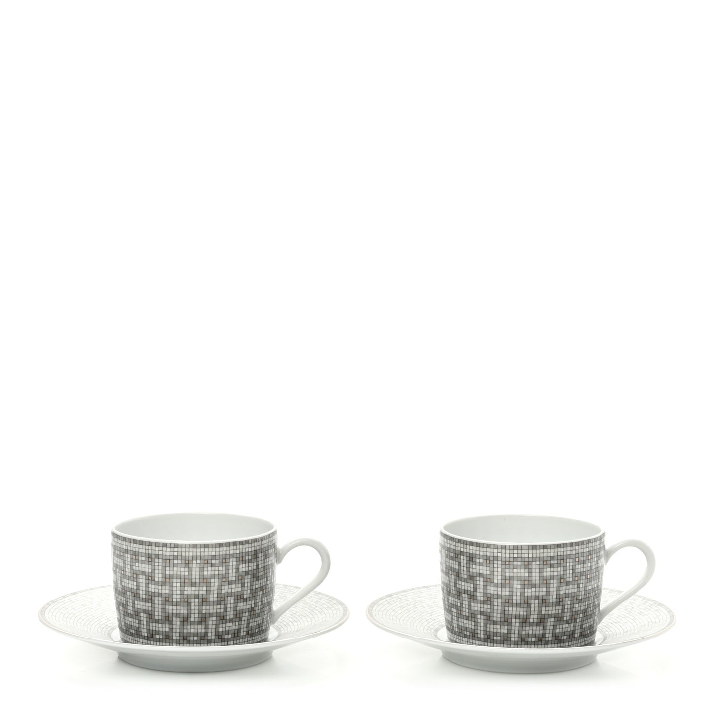 Porcelain Mosaique Au 24 Platine Tea Cup And Saucer Set Of 2 Platinum
