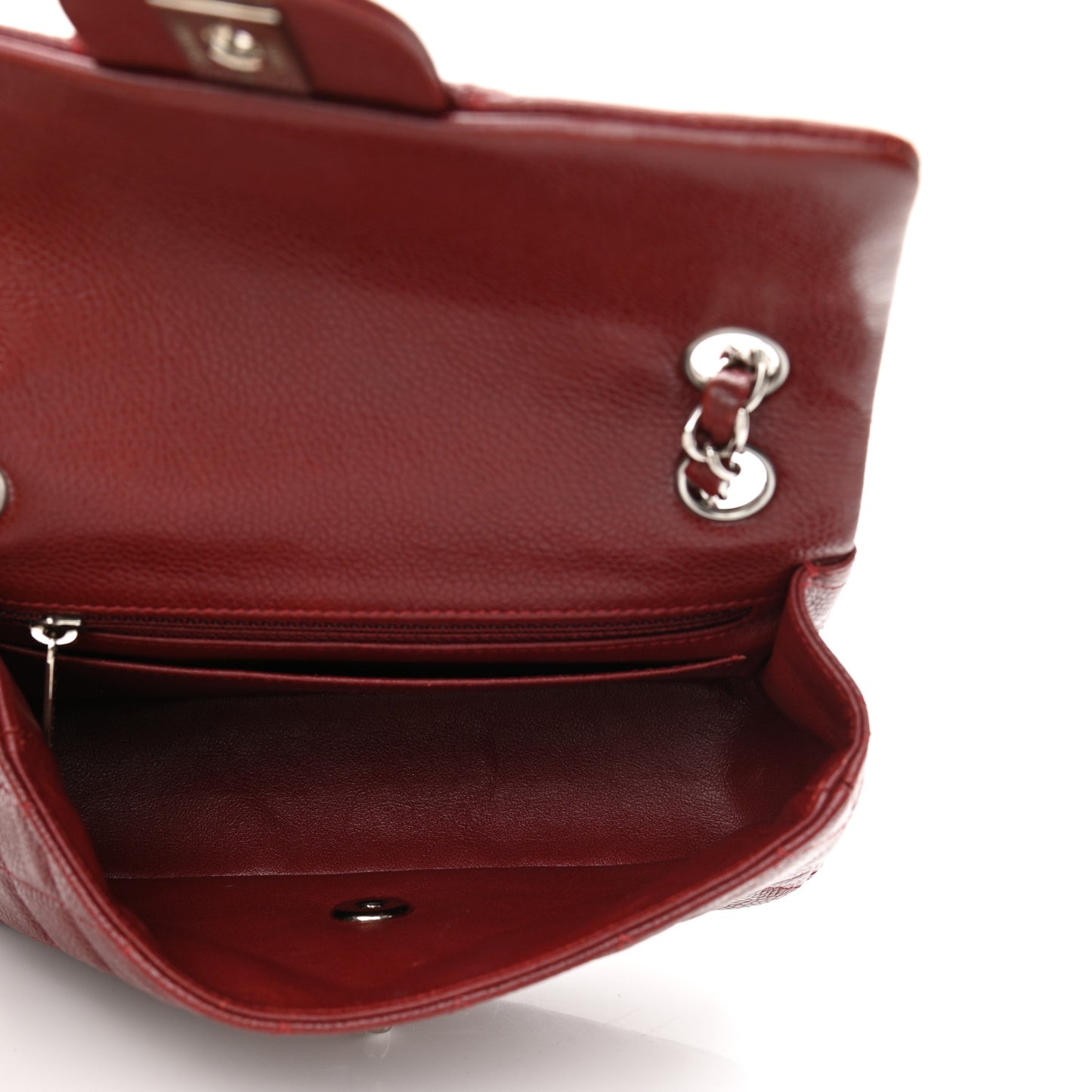 Caviar Quilted Mini Rectangular Flap Dark Red