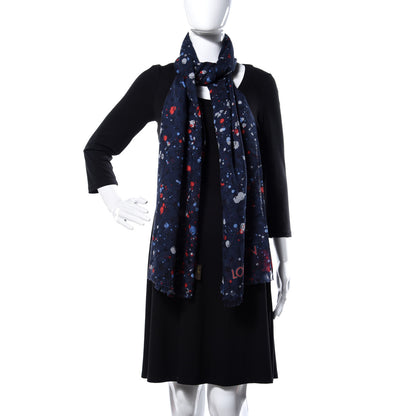 Louis Vuitton Cashmere Silk Scarf Navy 2 of 4
