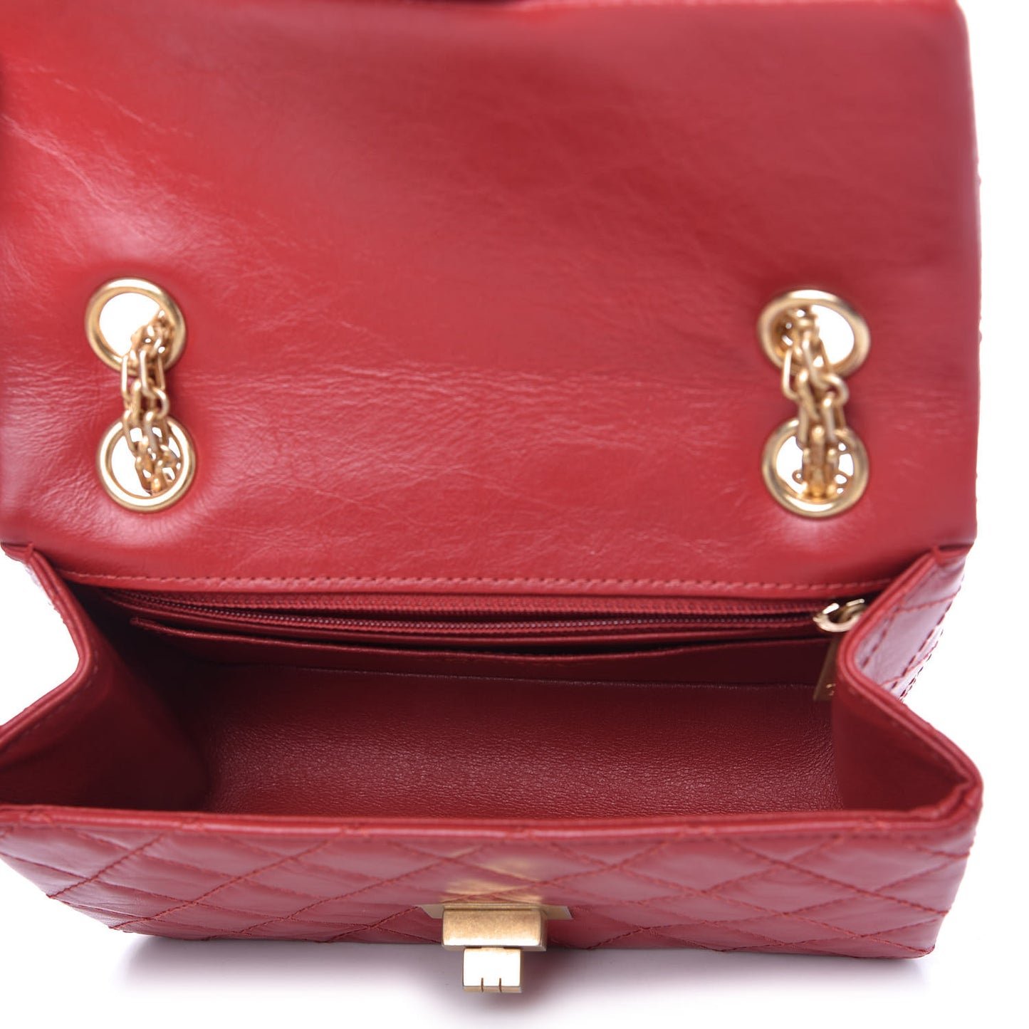 Aged Calfskin Quilted 2.55 Reissue Mini Flap Red