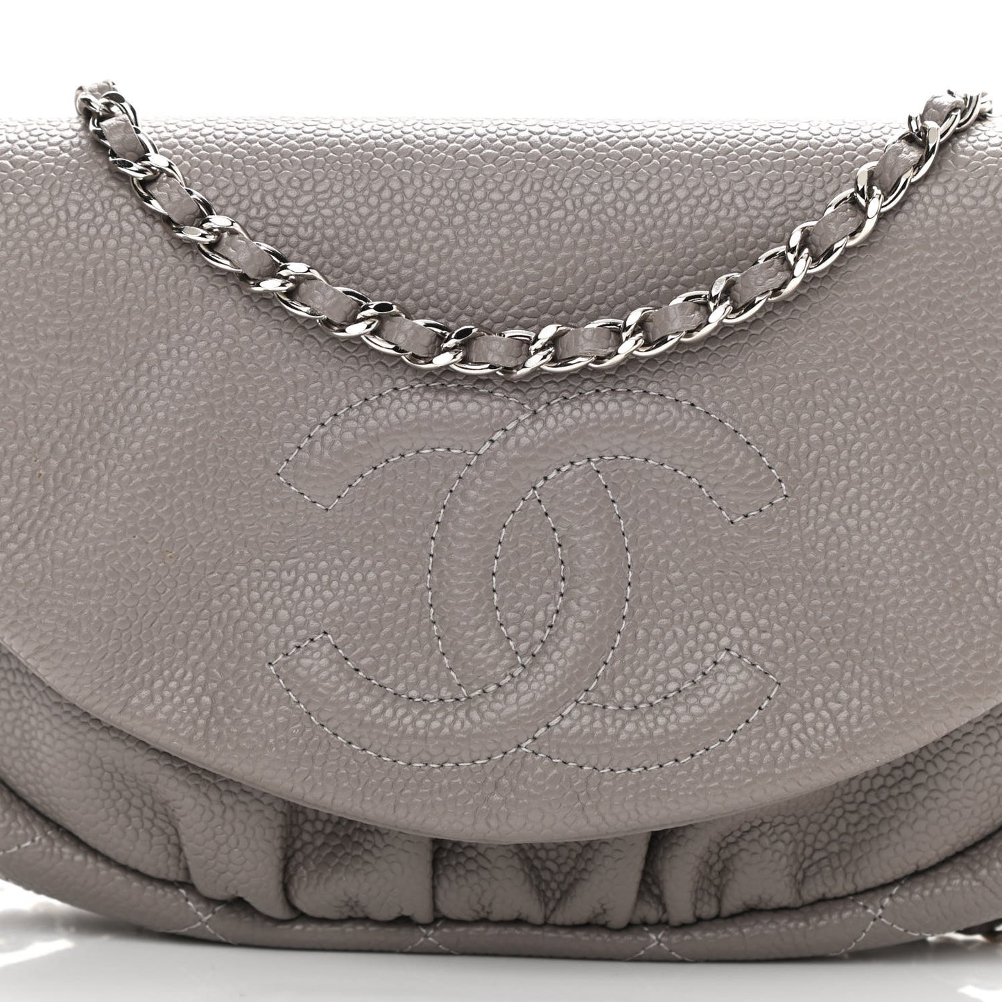 Caviar Half Moon Wallet On Chain WOC Light Grey