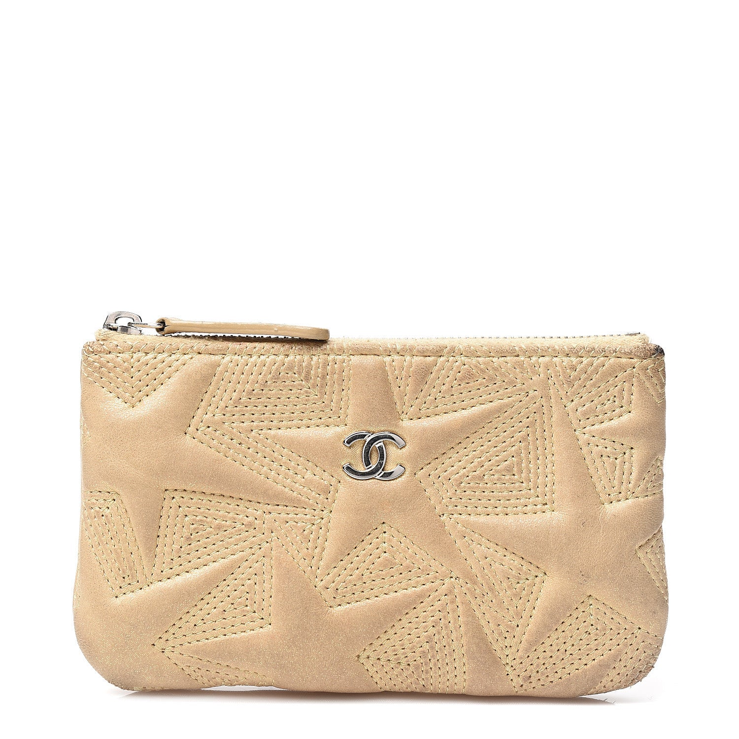Chanel Metallic Lambskin Star Embossed Coin Purse Case Gold 1 of 11