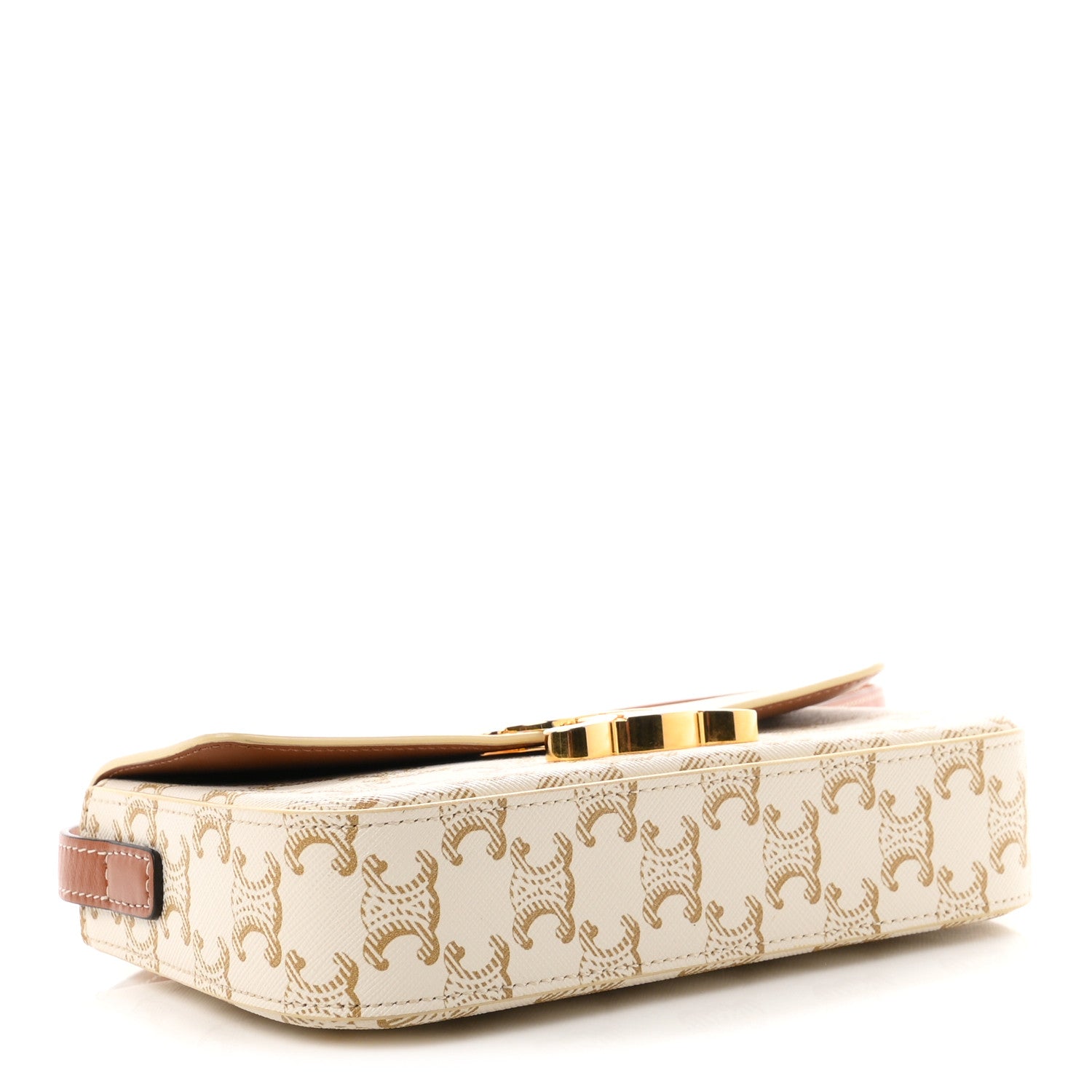 Celine Canvas Calfskin Triomphe Shoulder Bag White 4 of 11
