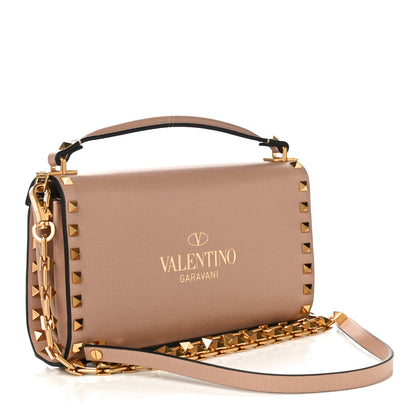 Valentino Garavani Grainy Calfskin Rockstud Alcove Top Handle Cross Body Rose Cannelle 3 of 9