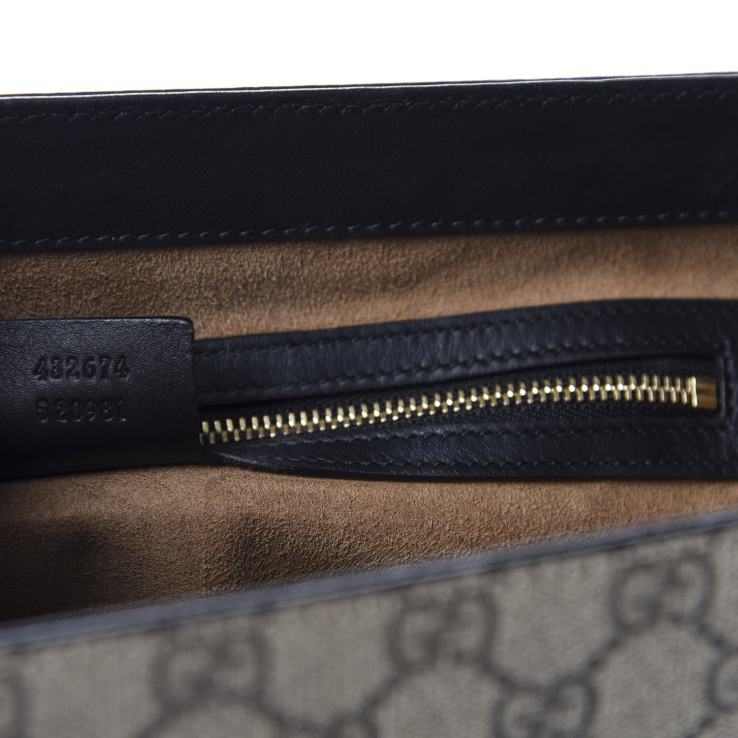 Gucci GG Supreme Monogram Calfskin Medium Padlock Top Handle Bag Beige Black Cuir 10 of 13