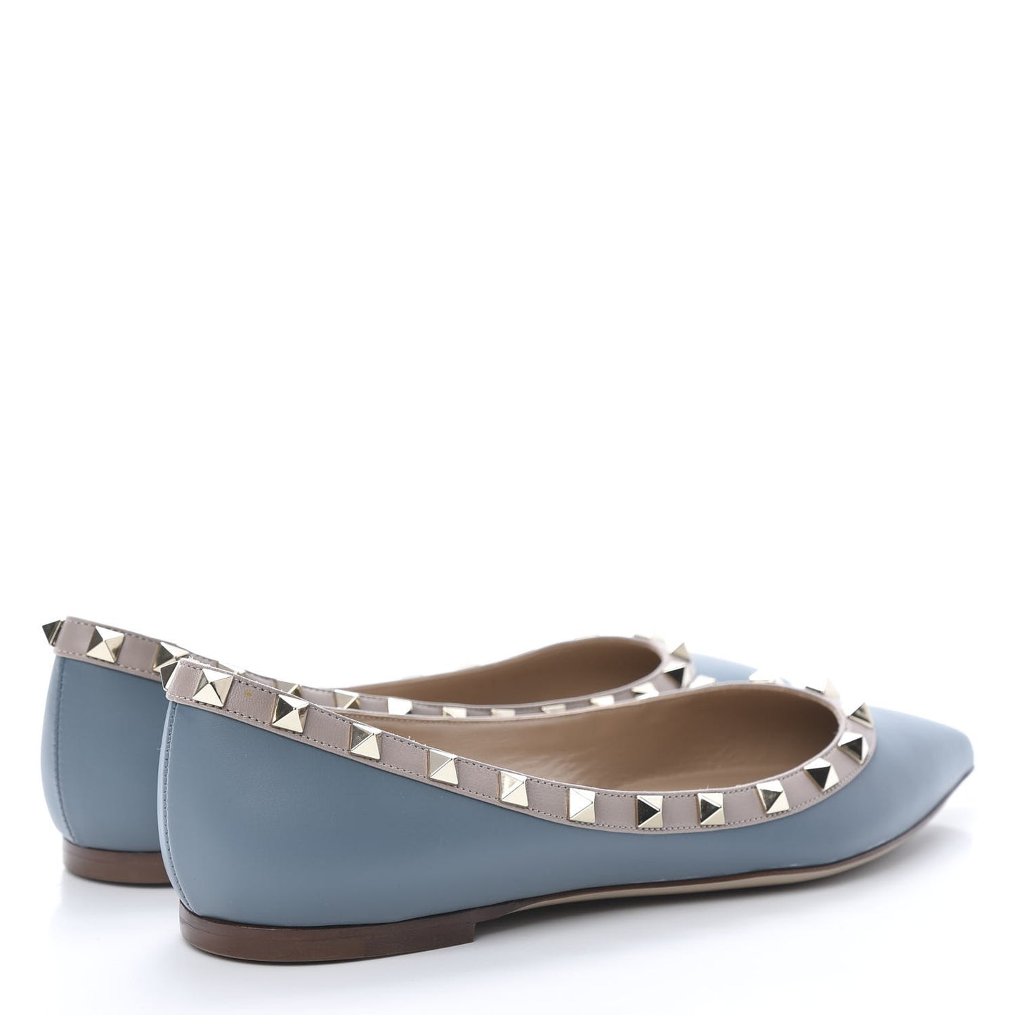 Calfskin Nappa Rockstud Ballerina Flats 37.5 Amadeus Poudre
