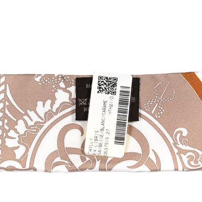 Hermes Silk Ex-Libris Twilly Beige White Caramel 2 of 4