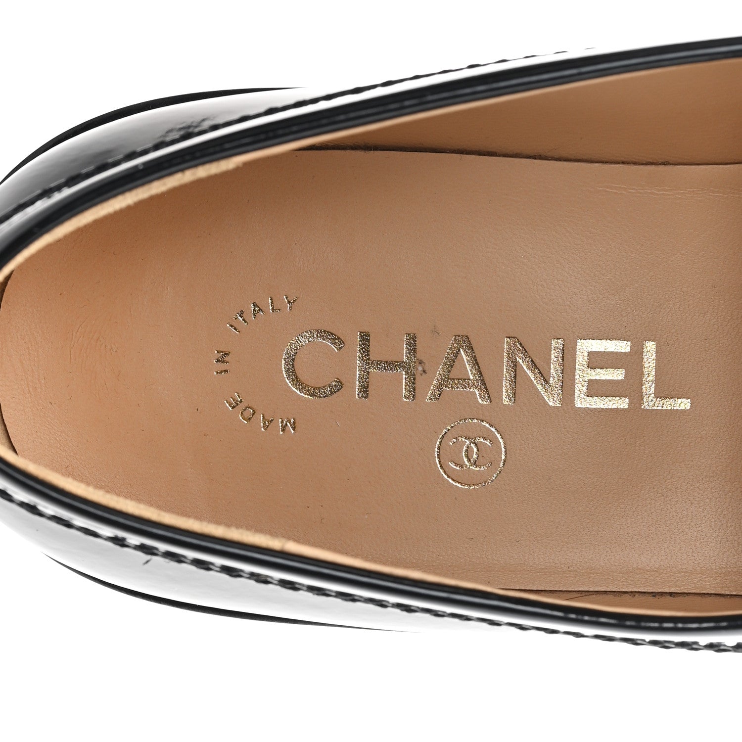 Chanel Shiny Calfskin Logo Loafers 39.5 Black 8 of 10