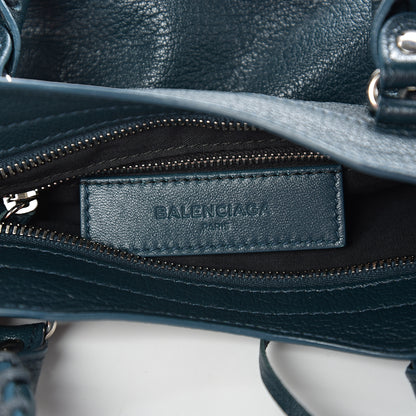 Balenciaga Chevre Silver Metallic Edge Hardware Mini City Bleu Paon 5 of 9