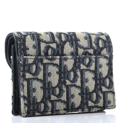 Christian Dior Oblique Saddle Card Holder Blue 3 of 8