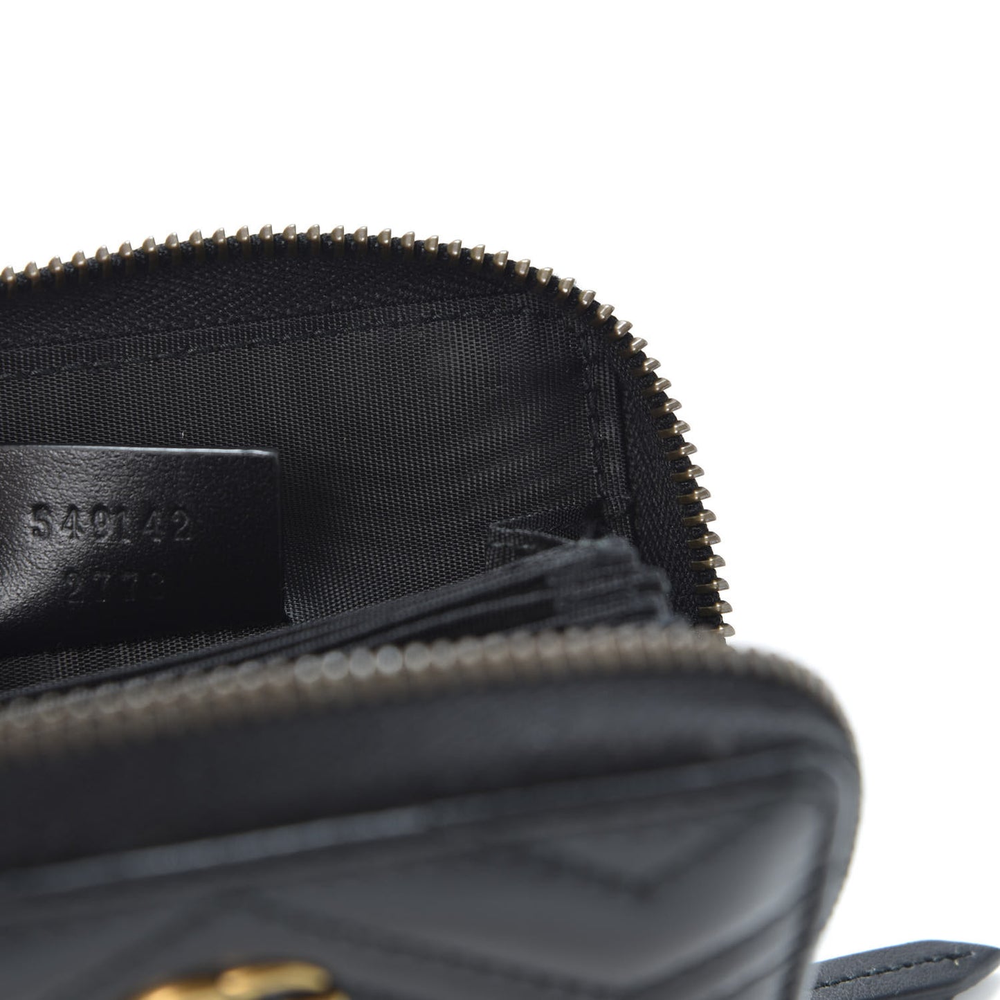 Calfskin Matelasse GG Marmont Zip Around Card Case Black