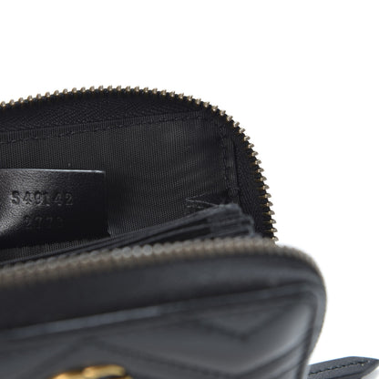 Gucci Calfskin Matelasse GG Marmont Zip Around Card Case Black 8 of 8