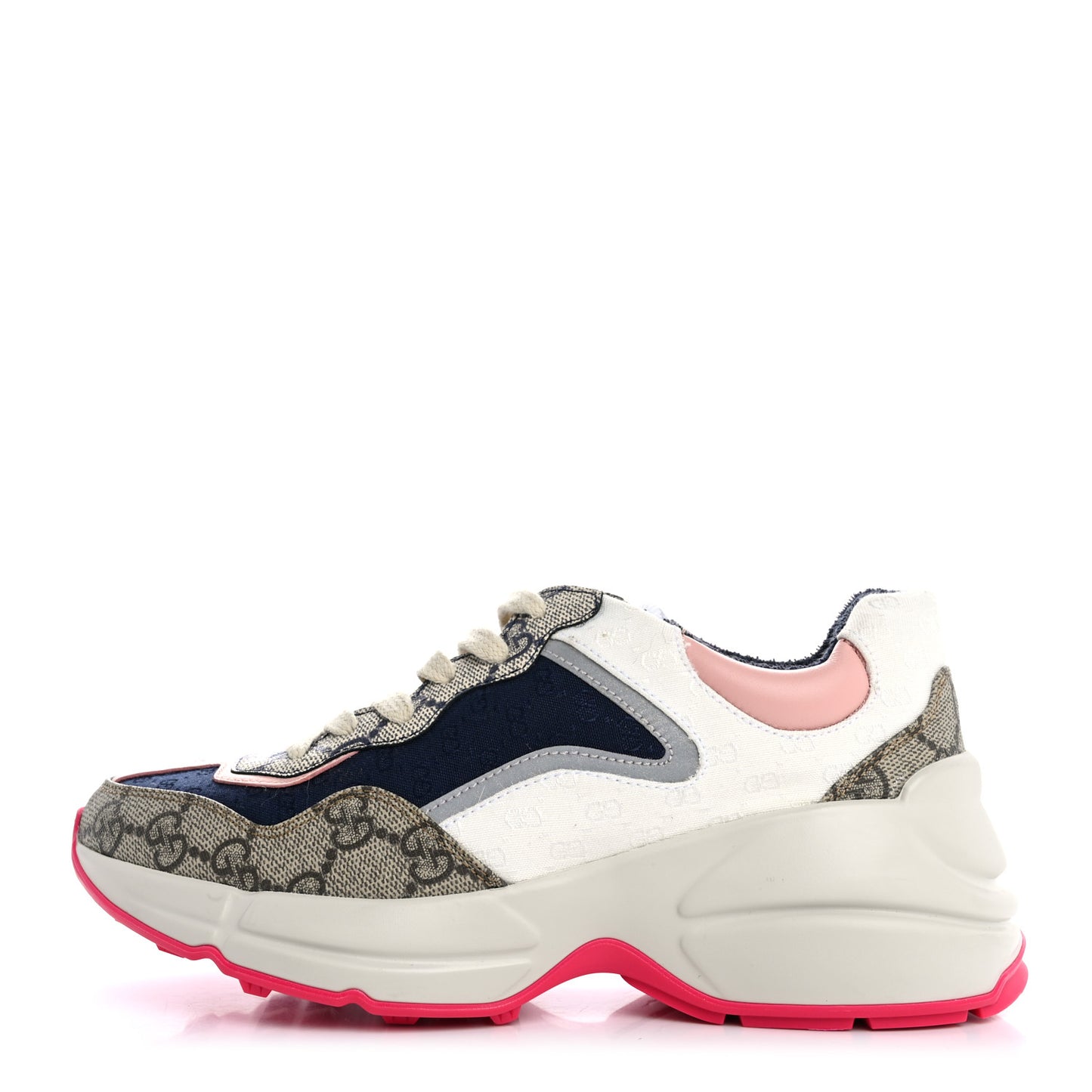 GG Supreme Monogram Mix Monogram Womens Rhyton Sneakers 35.5 London Blue Beige Pale Pink