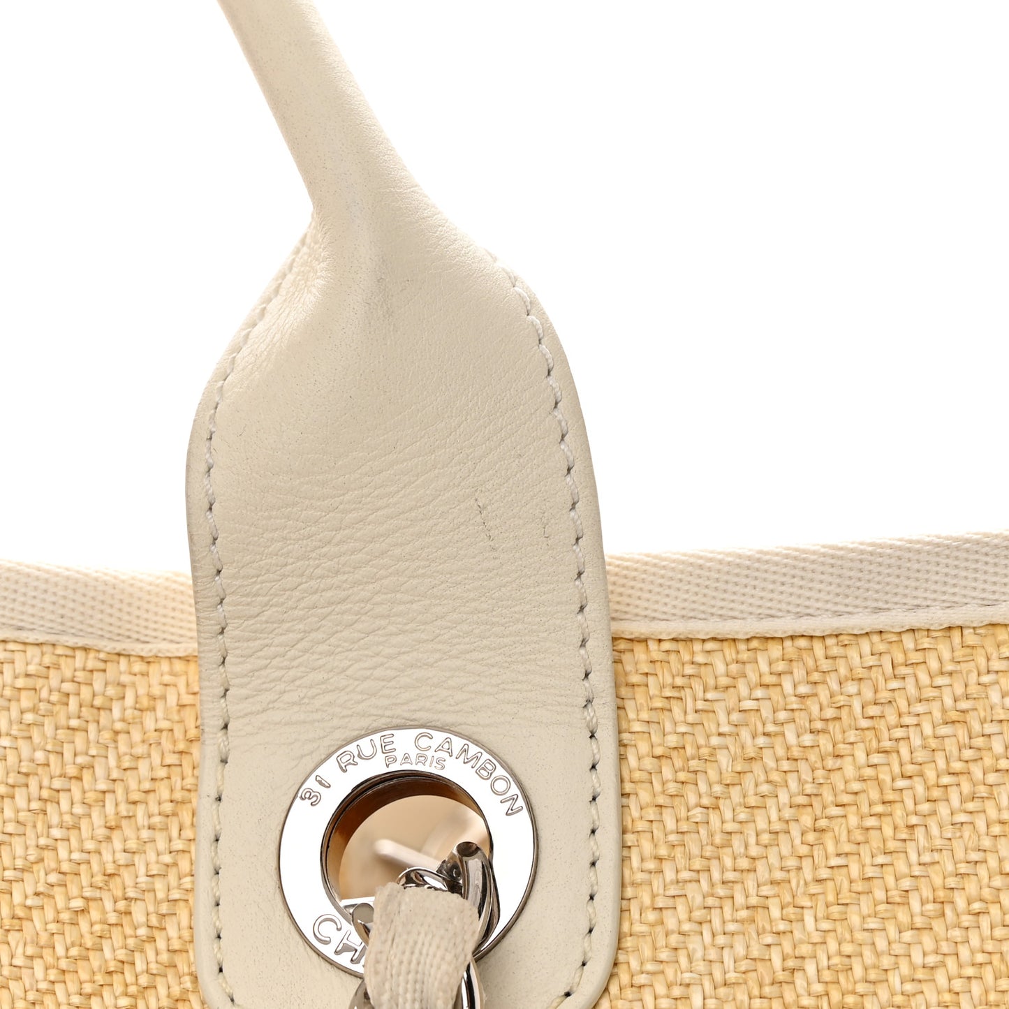 Woven Straw Raffia Medium Deauville Tote Beige
