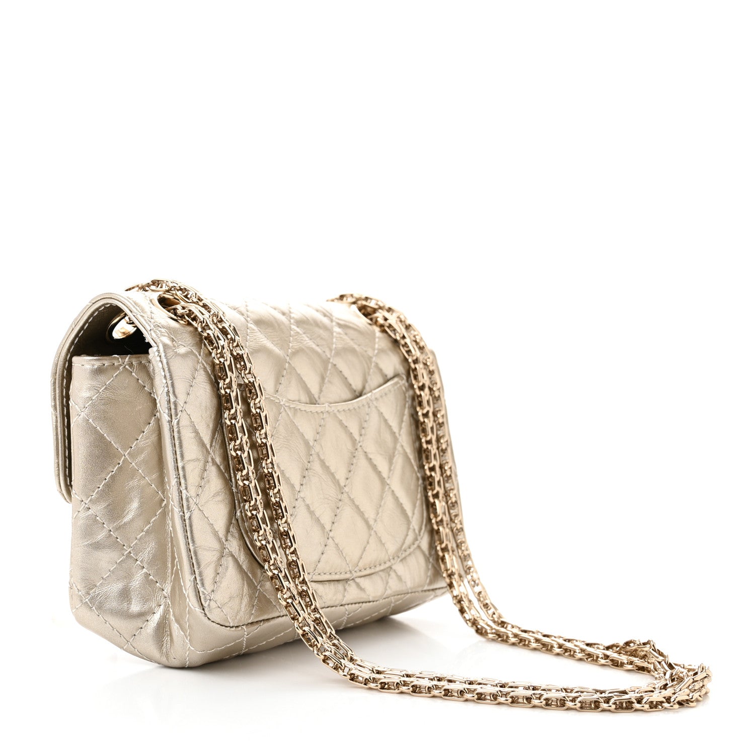Chanel Metallic Aged Calfskin Quilted 2.55 Reissue Mini Flap Light Gold 3 of 11