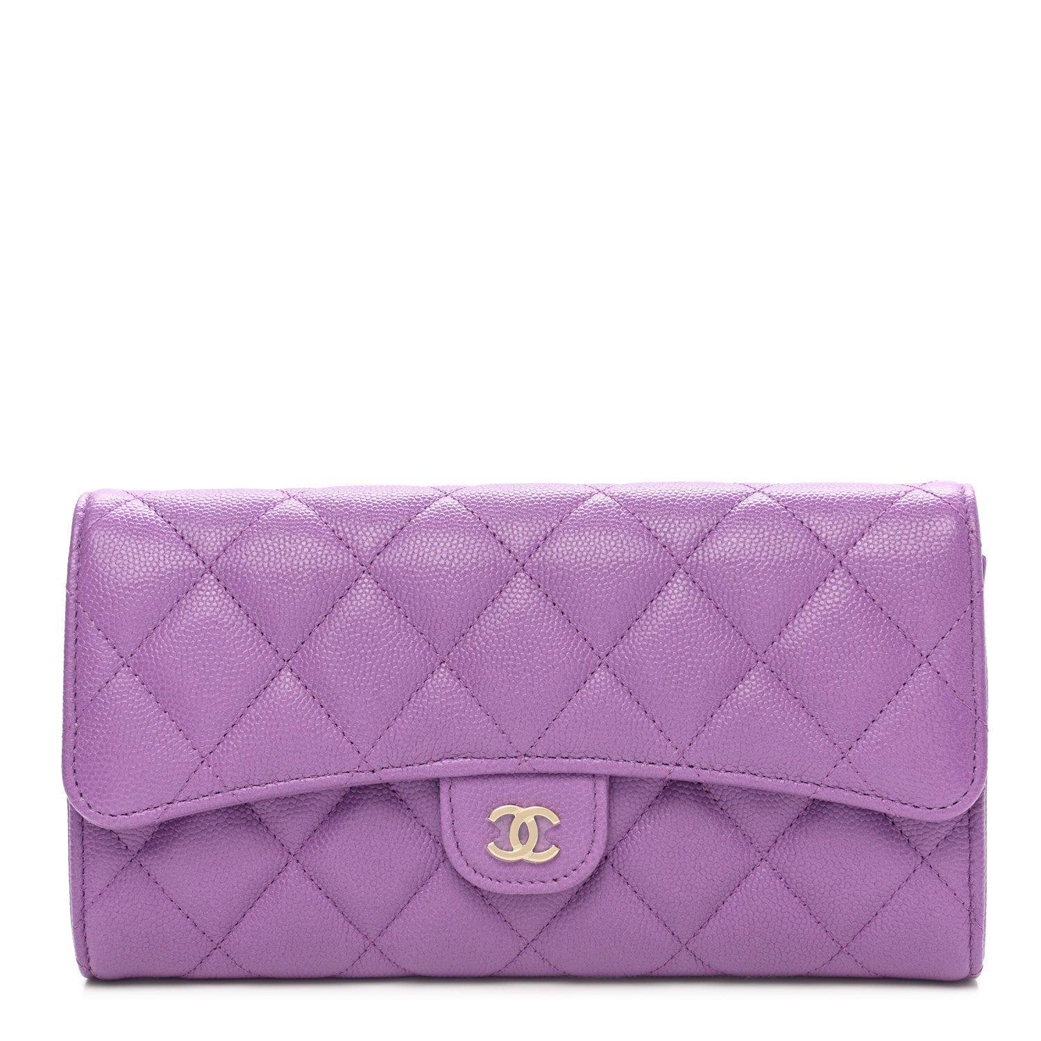 Chanel Caviar Quilted Large Flap Wallet Purple 1 of 10
