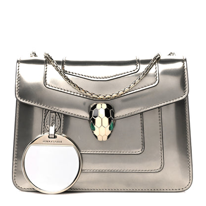 Bulgari Metallic Calfskin Small Serpenti Forever Snake Strap Crossbody Bag Silver 3 of 11