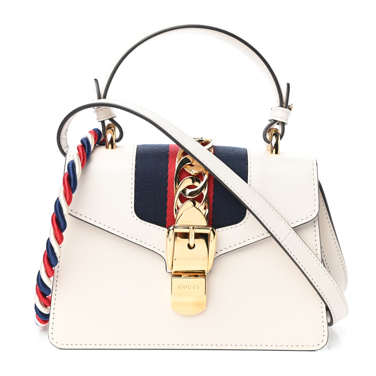 Gucci Calfskin Mini Sylvie Top Handle Bag White 1 of 8