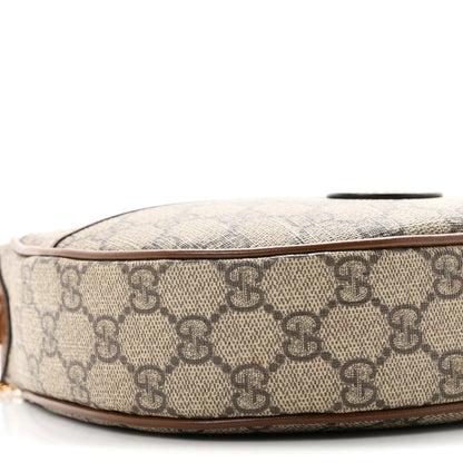 Gucci GG Supreme Monogram Azalea Calfskin Mini Retro Interlocking G Half Moon Bag Beige Ebony Brown Sugar 9 of 11