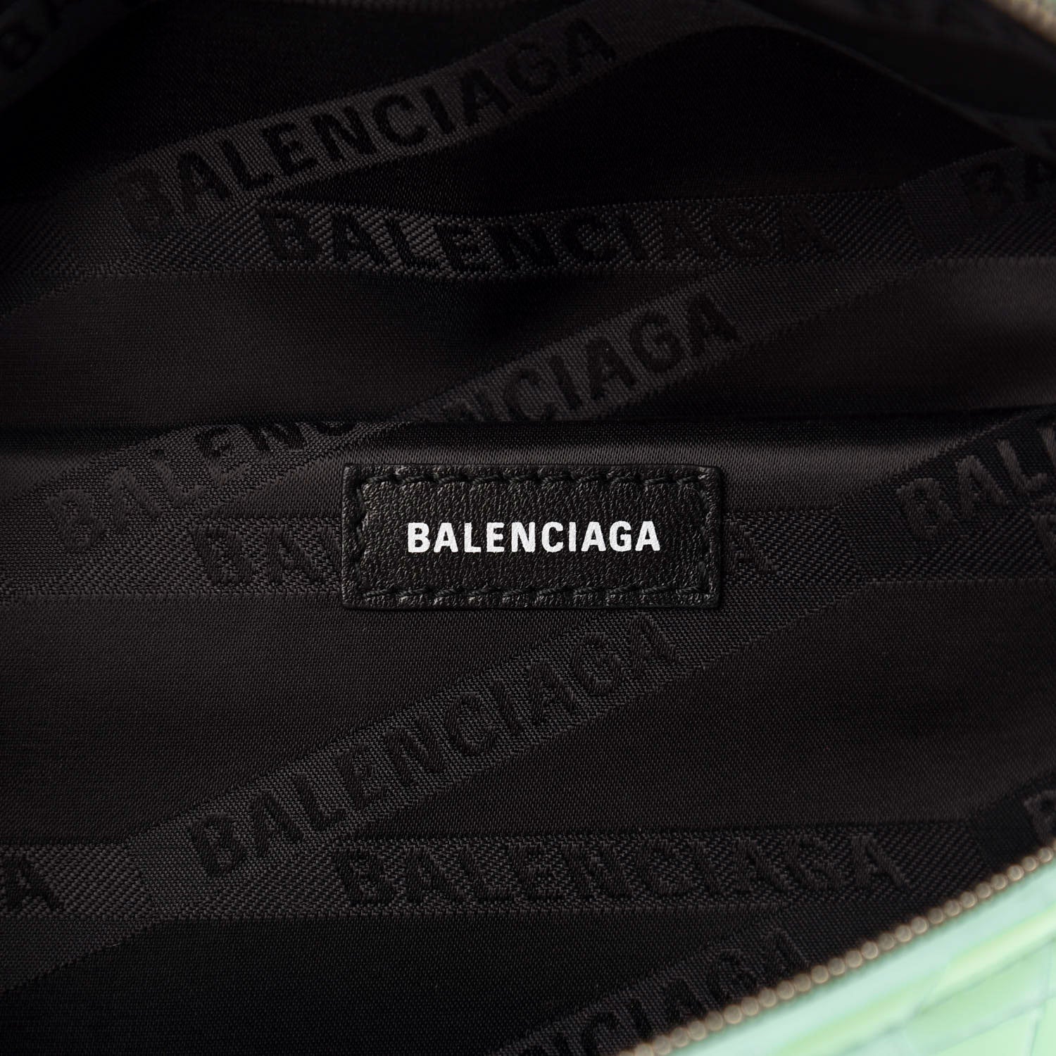 Balenciaga Shiny Calfskin Crocodile Embossed XXS Souvenir Belt Bag Green 7 of 11