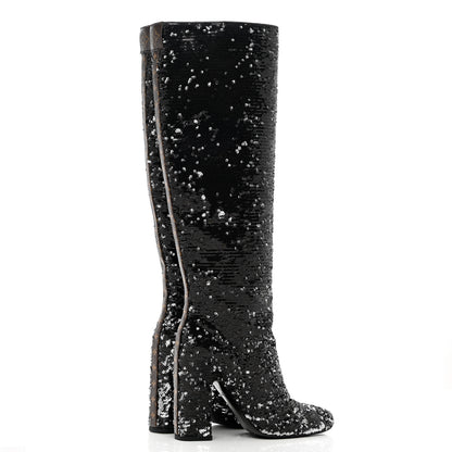 Louis Vuitton Sequin Donna High Boots 37 Black 4 of 9