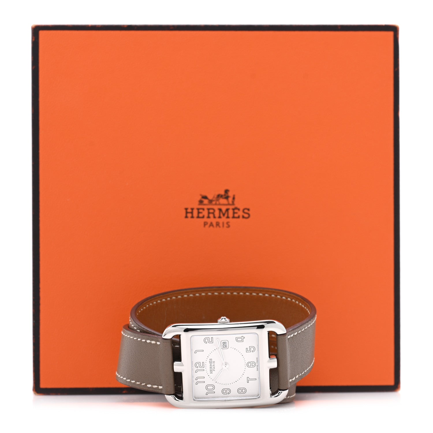Hermes Stainless Steel Swift 29mm Cape Cod Double Tour Quartz Watch Etoupe 5 of 5