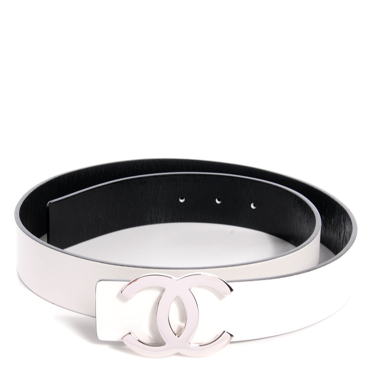 Reversible Leather CC Logo Belt 85 White Black
