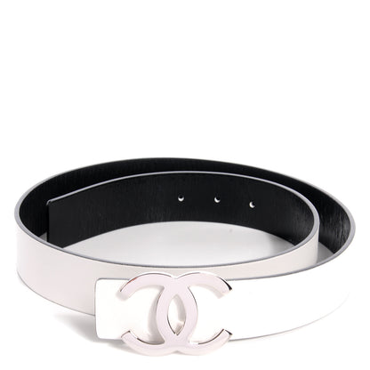 Chanel Reversible Leather CC Logo Belt 85 White Black 1 of 6