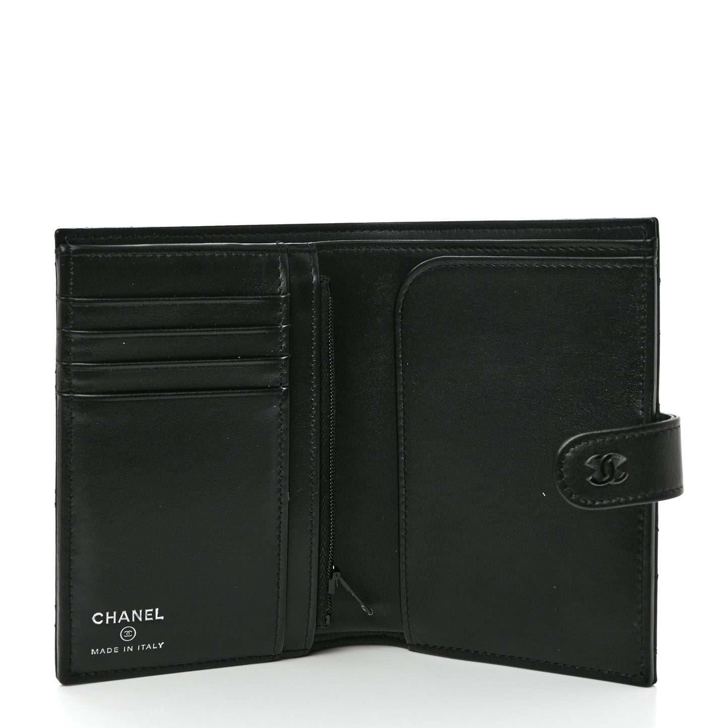Grained Calfskin Quilted passport Holder Wallet So Black