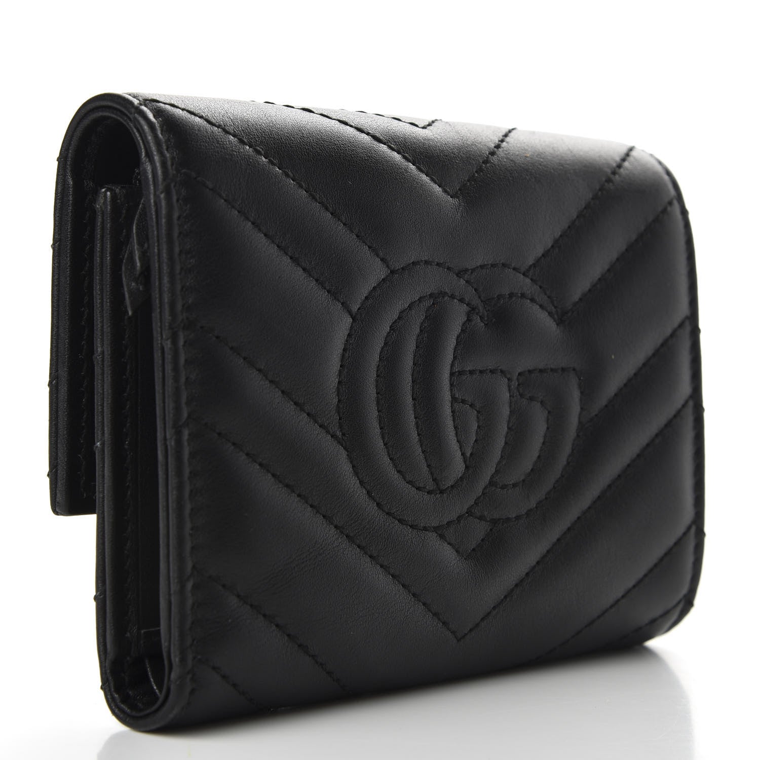 Gucci Calfskin Matelasse GG Marmont Wallet Black 3 of 6