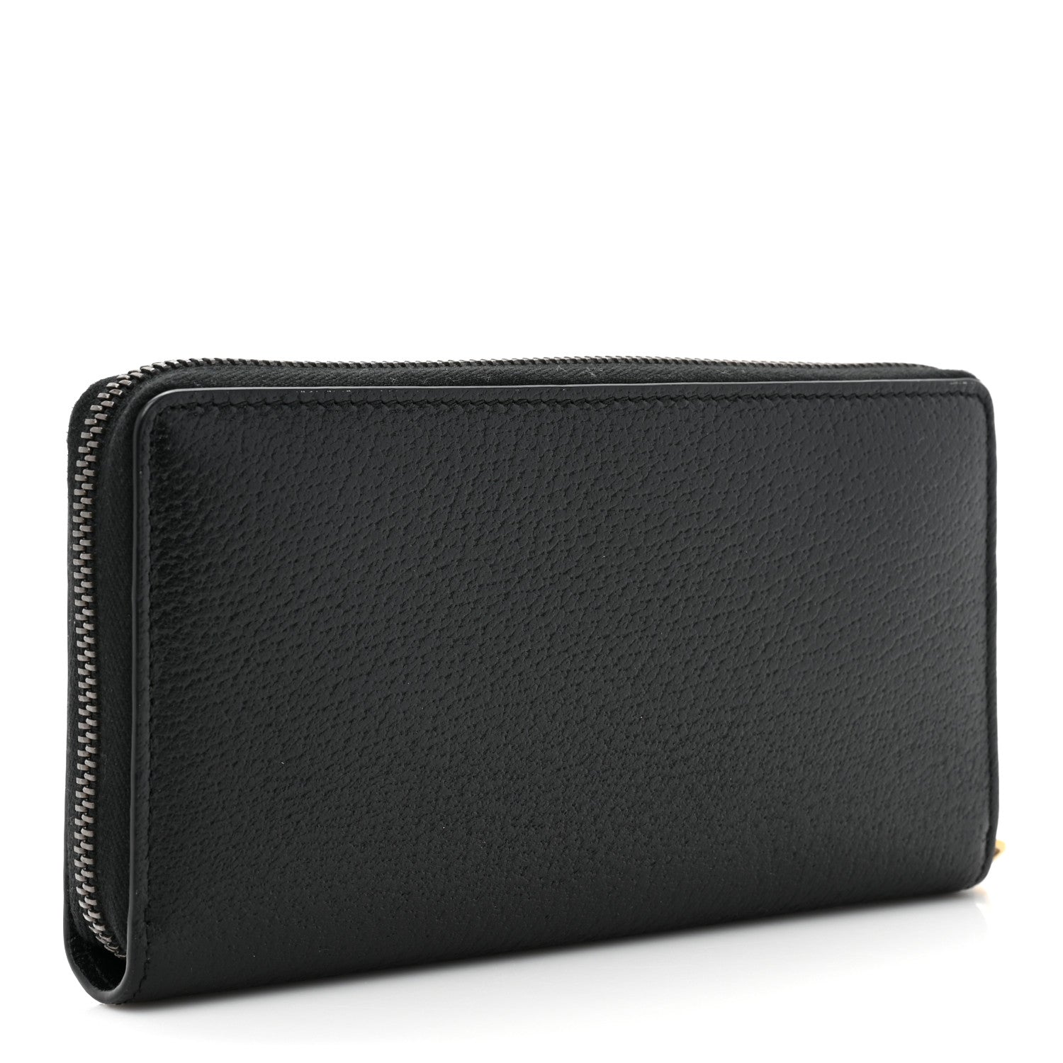 Gucci Dollar Calfskin Boar Effect GG Marmont Zip Around Wallet Black 3 of 14