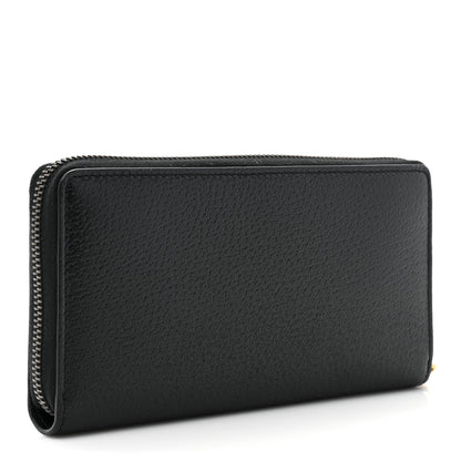 Gucci Dollar Calfskin Boar Effect GG Marmont Zip Around Wallet Black 3 of 14