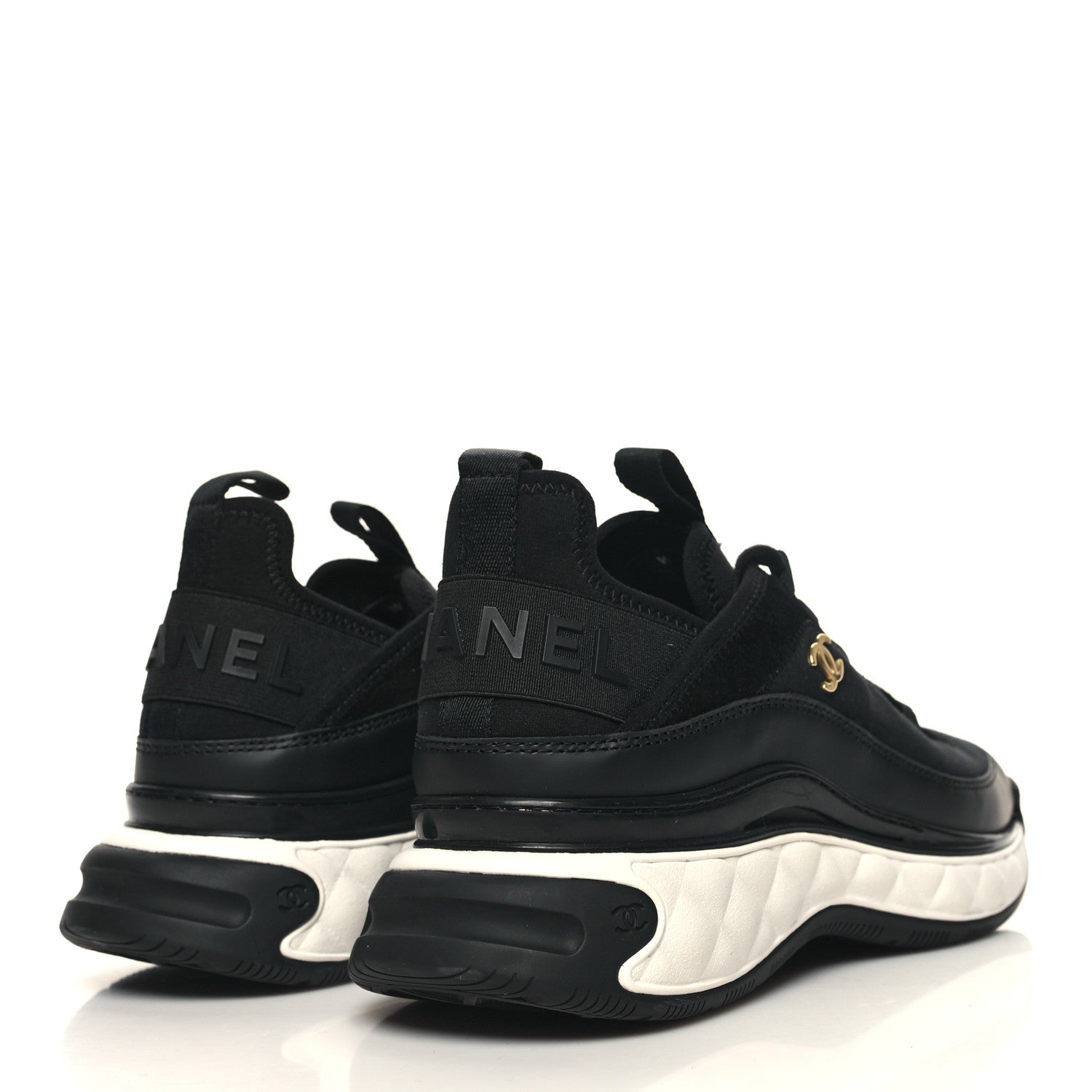 Chanel Velvet Calfskin Mixed Fibers CC Sneakers 39 Black 4 of 8