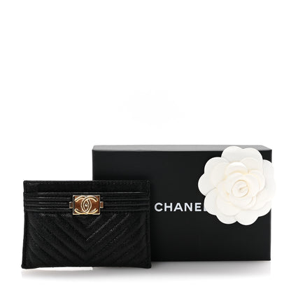 Chanel Caviar Chevron Quilted Boy Card Holder Black 9 of 9