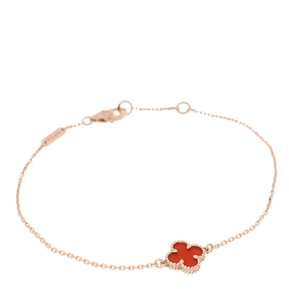 Van Cleef & Arpels 18K Rose Gold Carnelian Sweet Alhambra Bracelet 1 of 5