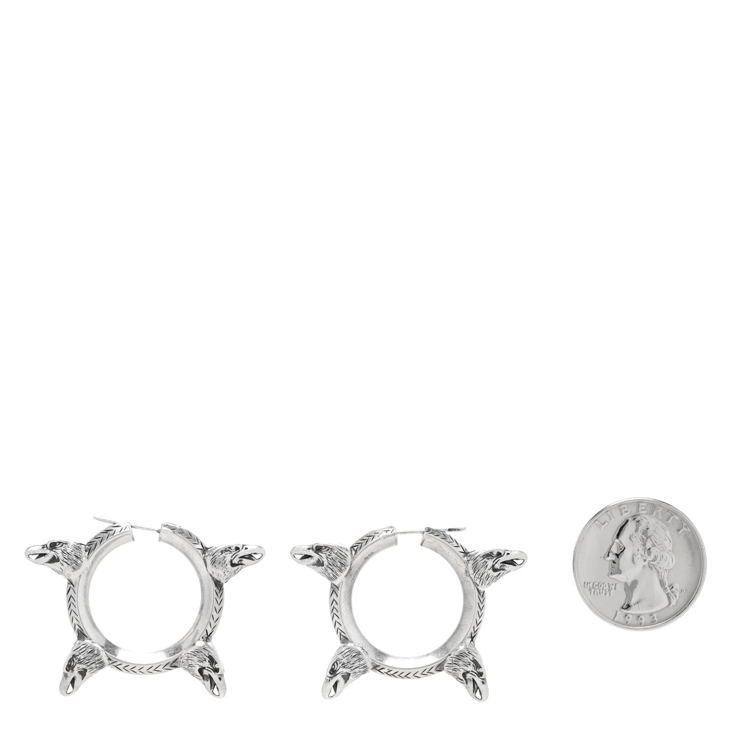 Gucci Sterling Silver Anger Forest Eagle Hoop Earrings 2 of 5
