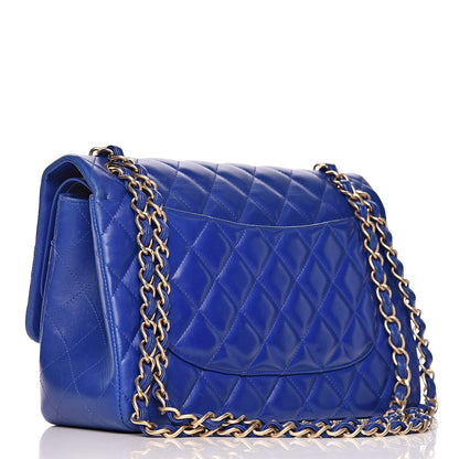 Chanel Lambskin Quilted Jumbo Double Flap Blue 4 of 22