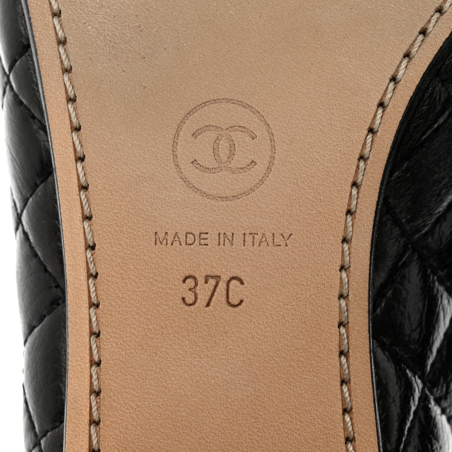Chanel Grosgrain Glazed Lambskin Quilted Chain Loafers 37 Black 8 of 8