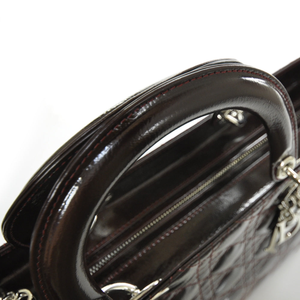 Leather Cannage Large Lady Dior Burgundy