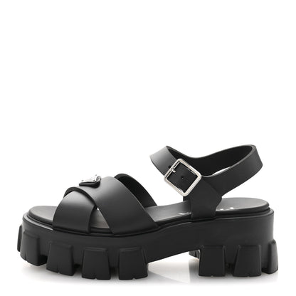 Prada Foam Rubber Triangle Logo Monolith 55mm Sandals 38 Black 1 of 11
