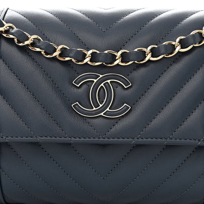 Chanel Calfskin Quilted Medium Daily Chevron Flap Navy Blue 8 of 11