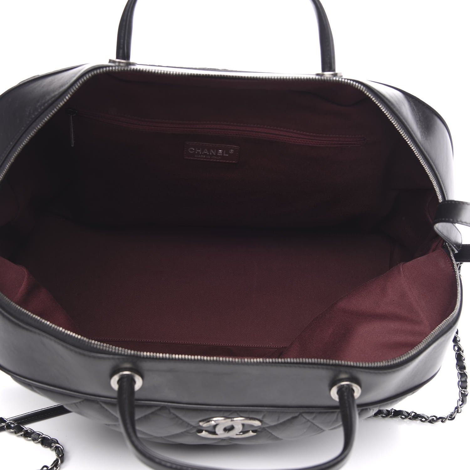 Chanel Aged Calfskin Quilted Large Bowling Bag Black 4 of 10