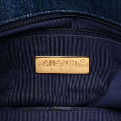 Chanel Denim Quilted Large Chanel 19 Flap Blue 6 of 11