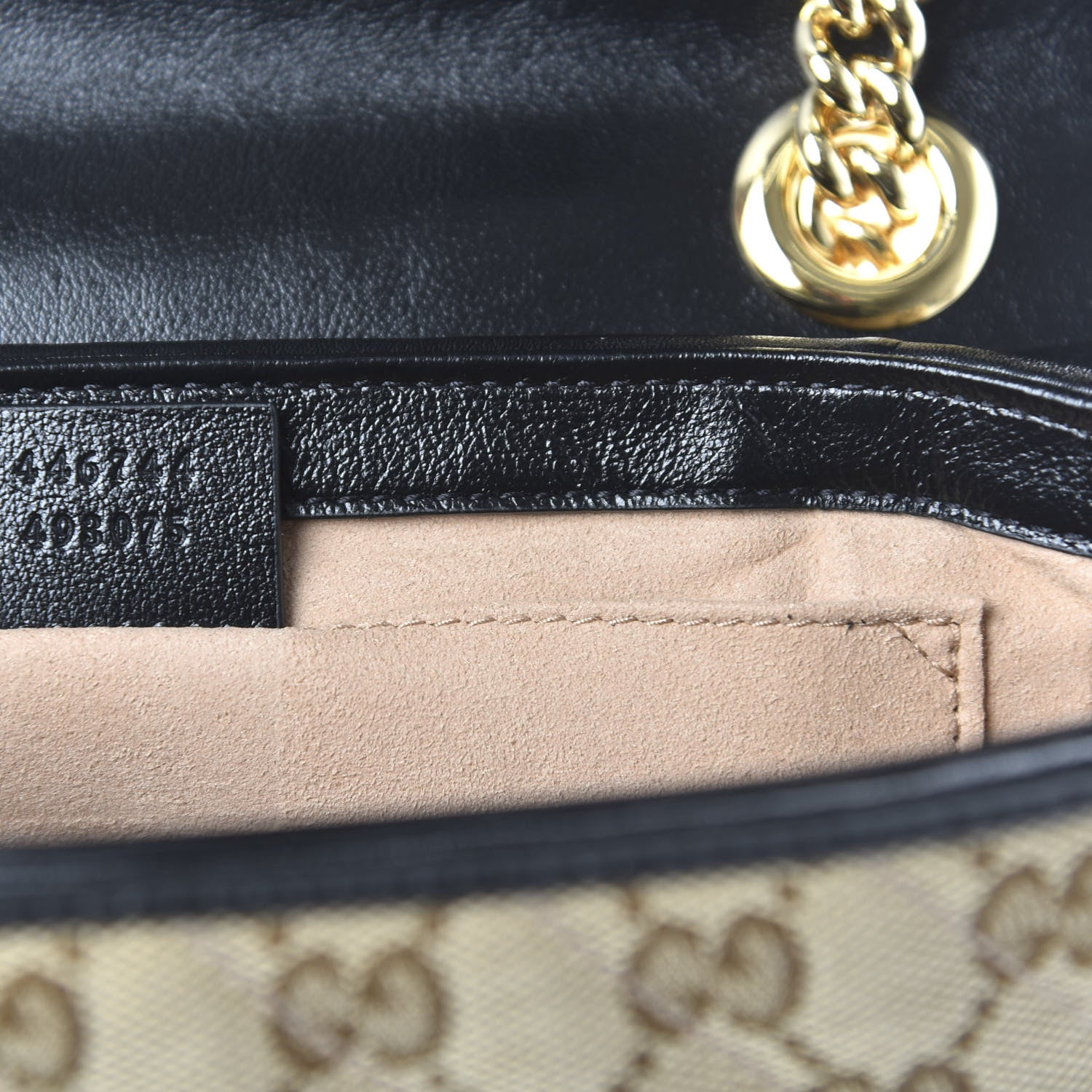 Gucci Monogram Matelasse Diagonal Mini GG Marmont Shoulder Bag Beige Black 9 of 10