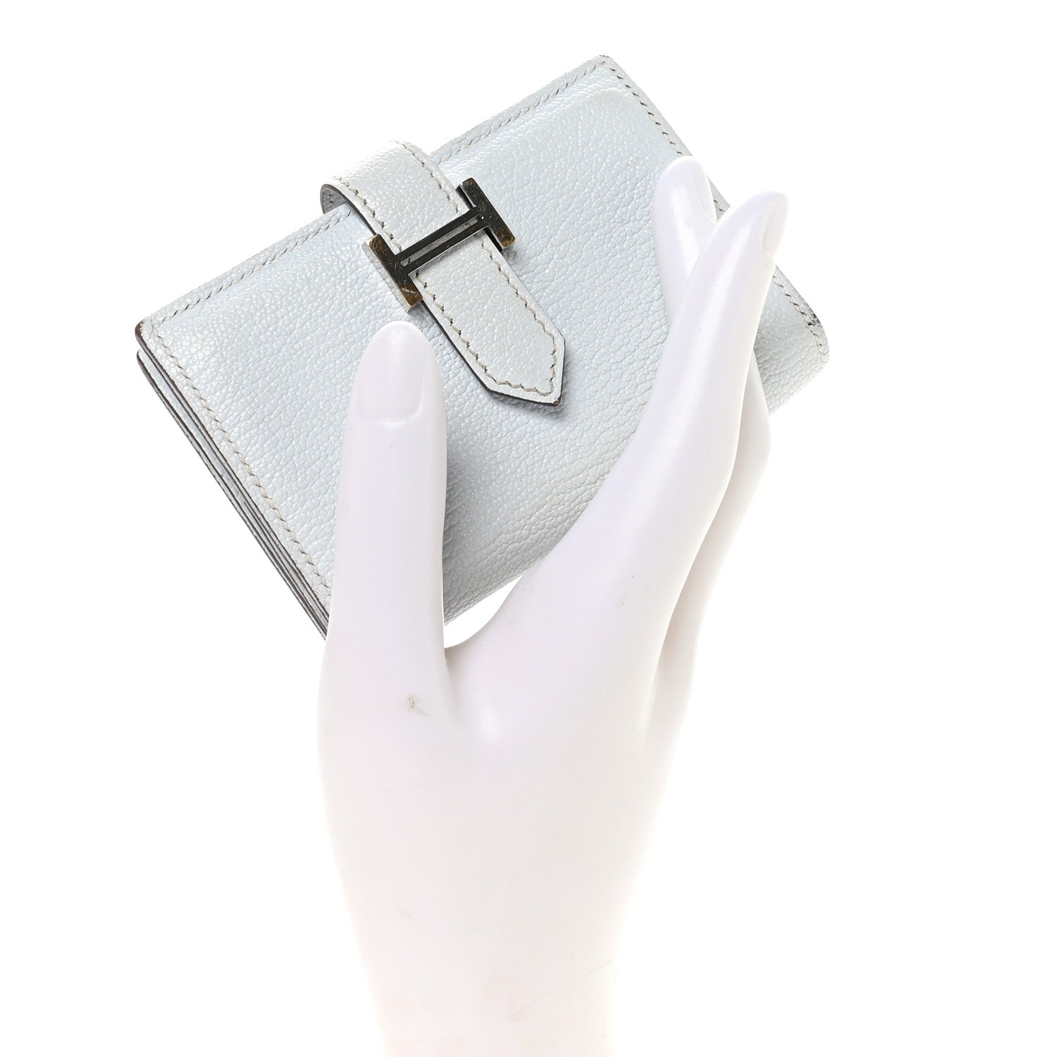 Hermes Chevre Mysore Mini Bearn Wallet Bleu Brume 2 of 10